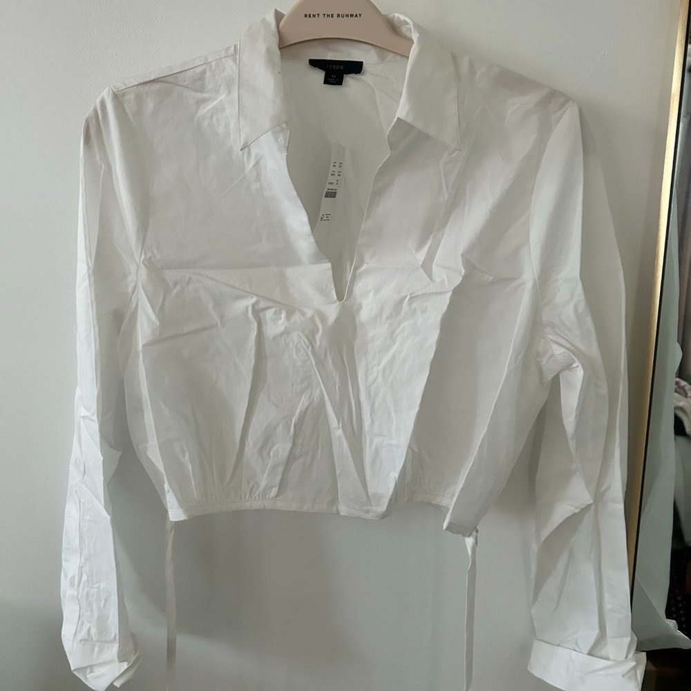 *new with tags* J. Crew White Wrap Cotton Poplin Popover Top (Medium)